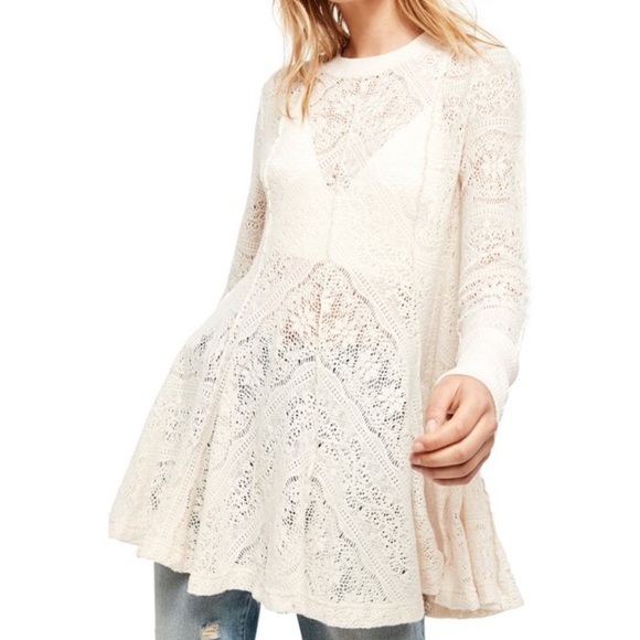 NWT Free People Coffee in the Morning Lace Tunic, Sz Small - Picture 9 of 12